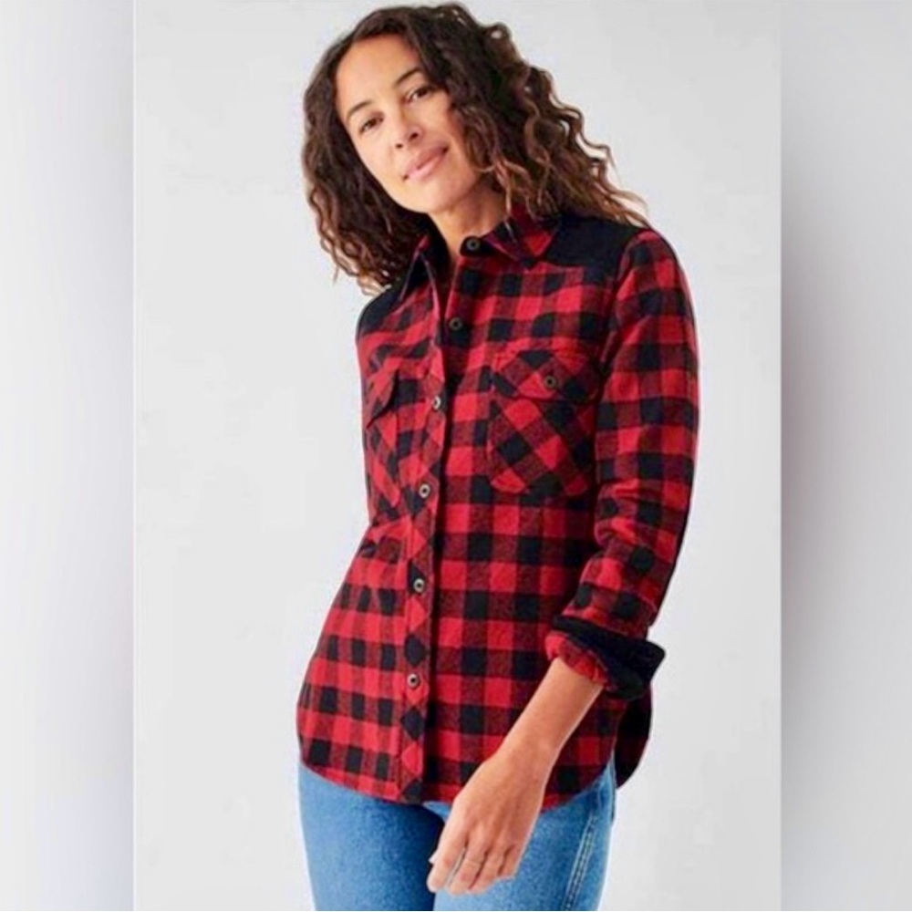 Faherty Red and Black Checkered Button Down Shirt